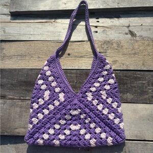 Elegant Purple Crochet Shoulder Bag